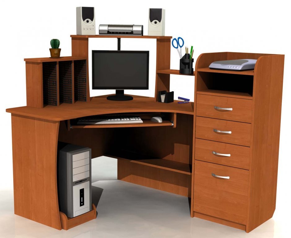 Компьютерный стол угловой левый с ящиками